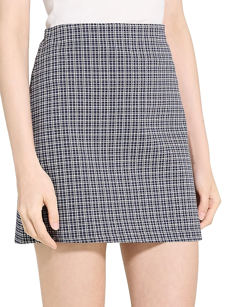 Plaid Knit A-Line Miniskirt