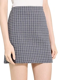 Plaid Knit A-Line Miniskirt
