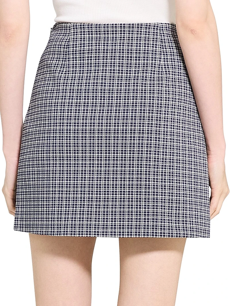 Plaid Knit A-Line Miniskirt