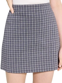 Plaid Knit A-Line Miniskirt