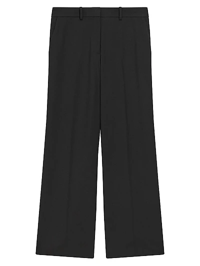 Stretch Wool High-Rise Straight-Leg Pants
