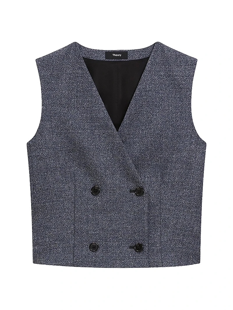 Shrunken Double-Breasted Virgin Wool Vest