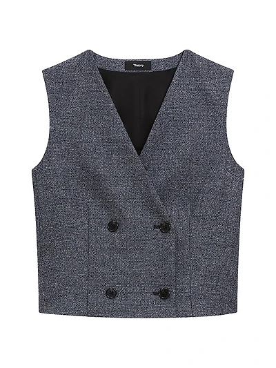 Shrunken Double-Breasted Virgin Wool Vest