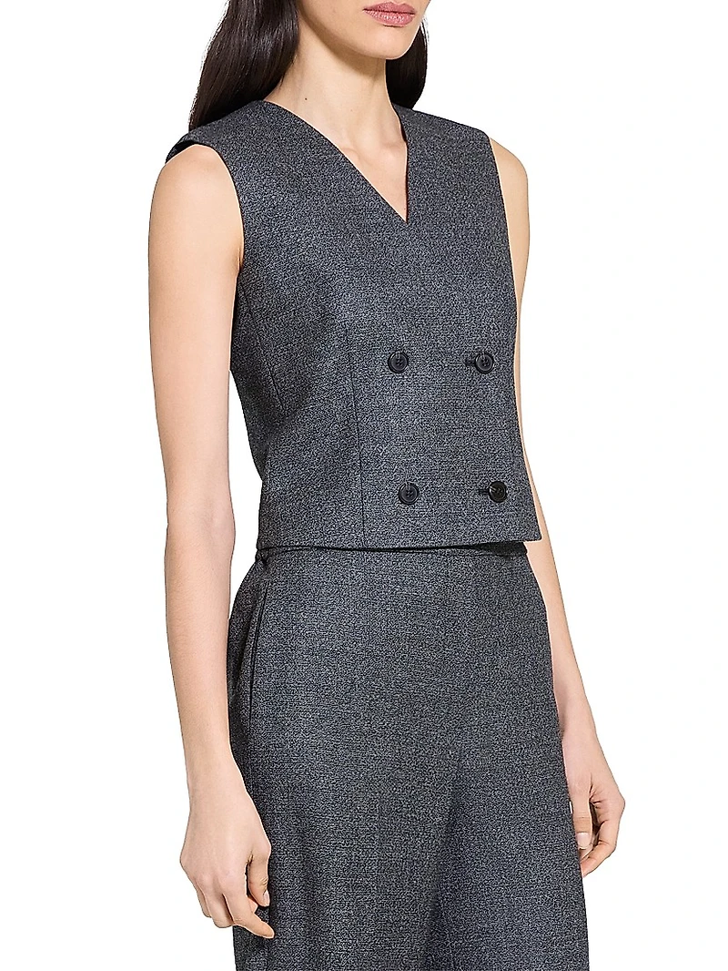 Shrunken Double-Breasted Virgin Wool Vest