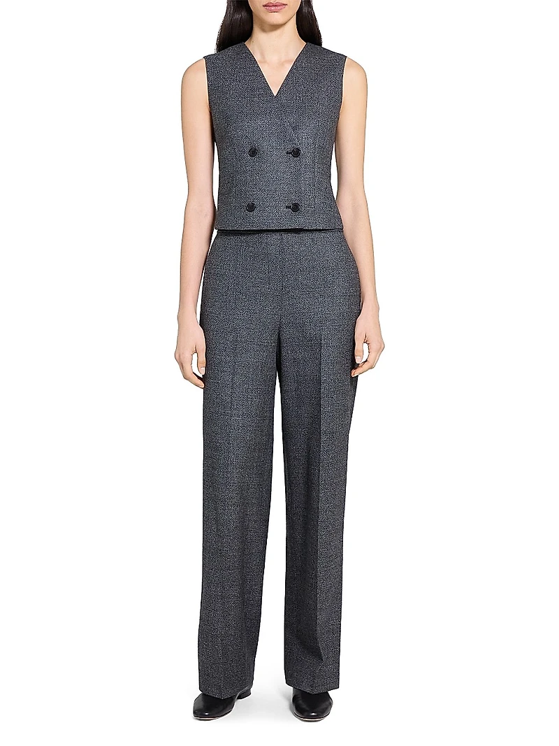 Shrunken Double-Breasted Virgin Wool Vest