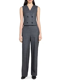 Shrunken Double-Breasted Virgin Wool Vest