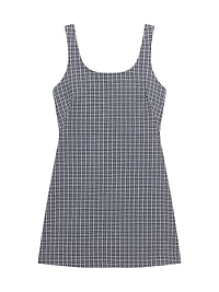 Plaid Stretch-Knit Scoopneck Minidress
