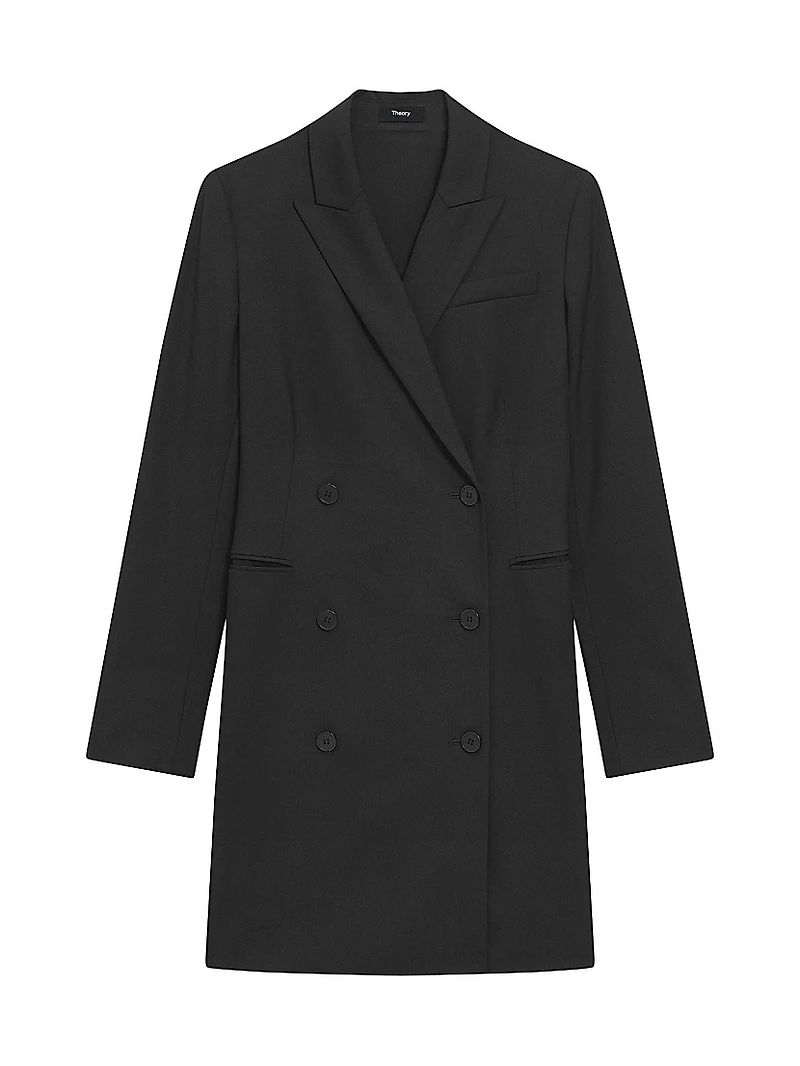 Stretch-Wool Double-Breasted Blazer Dress