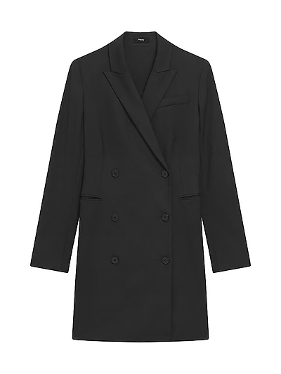 Stretch-Wool Double-Breasted Blazer Dress