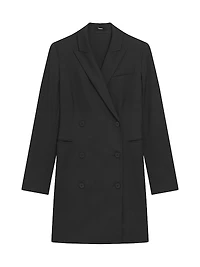 Stretch-Wool Double-Breasted Blazer Dress