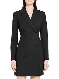 Stretch-Wool Double-Breasted Blazer Dress