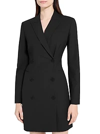 Stretch-Wool Double-Breasted Blazer Dress