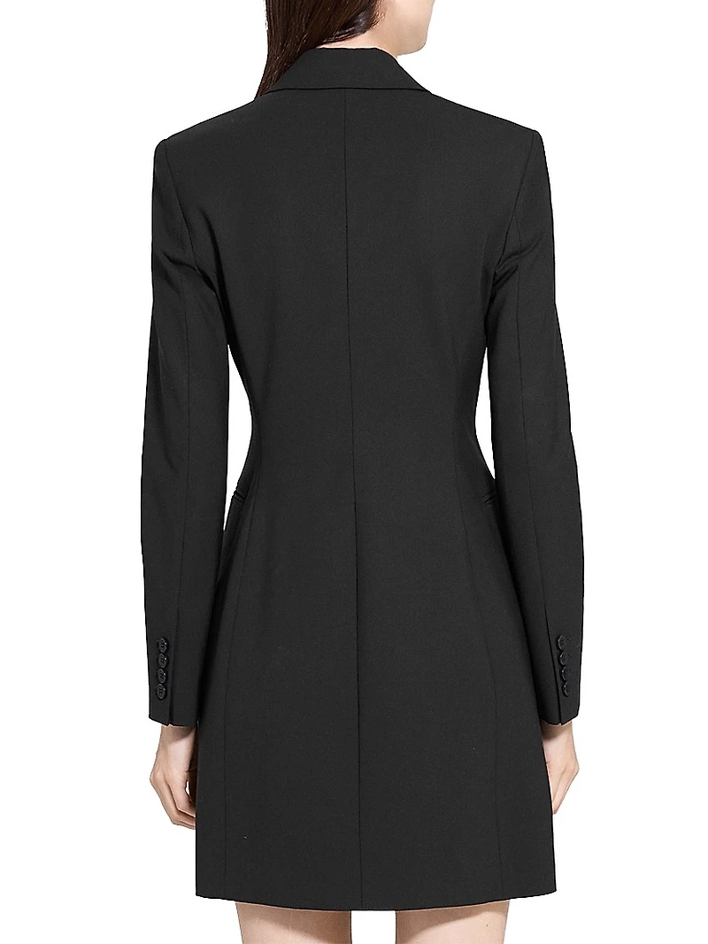 Stretch-Wool Double-Breasted Blazer Dress