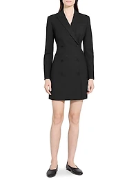 Stretch-Wool Double-Breasted Blazer Dress
