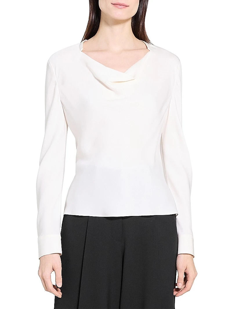 Silk Cowlneck Blouse