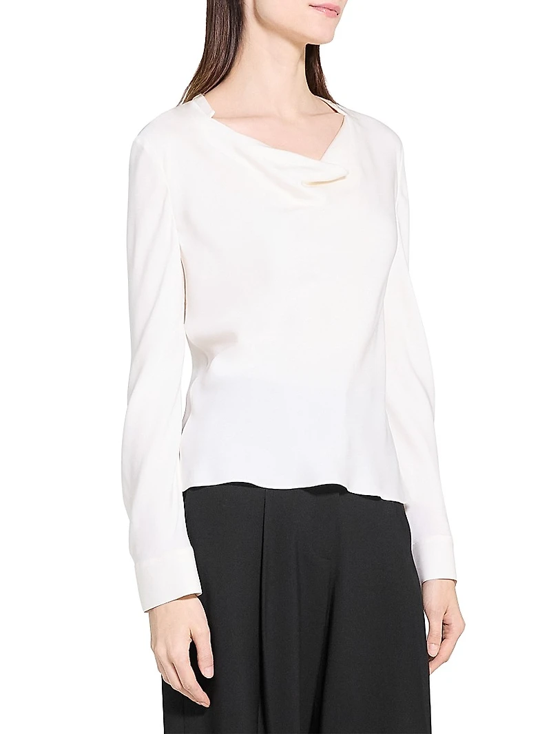 Silk Cowlneck Blouse