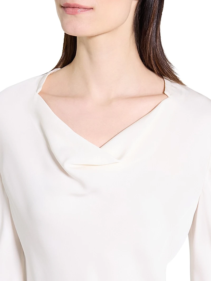 Silk Cowlneck Blouse