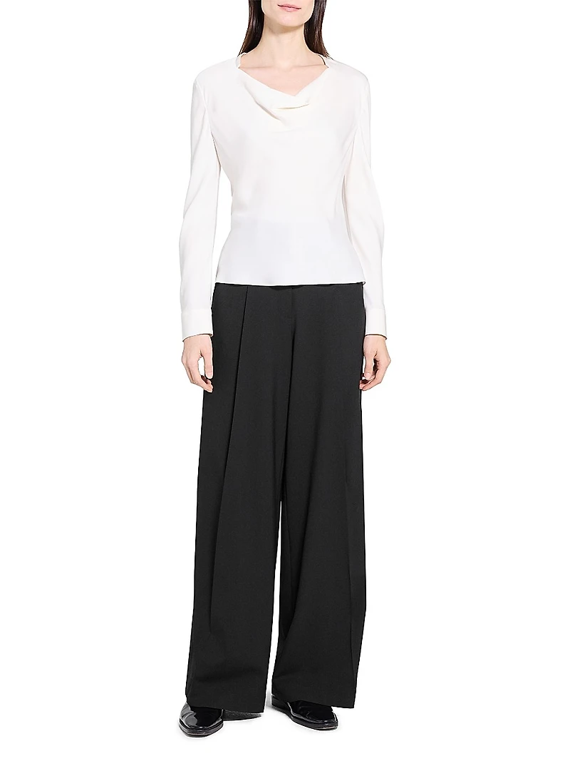 Silk Cowlneck Blouse