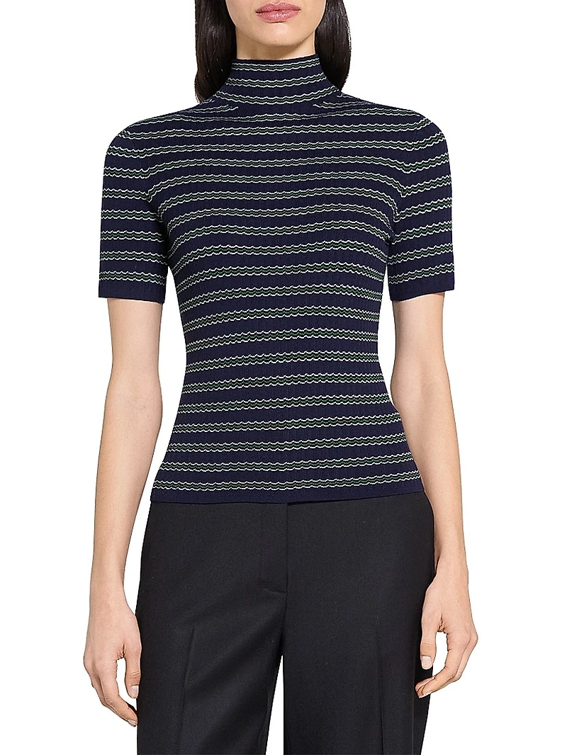 Leenda Striped Merino Wool Top
