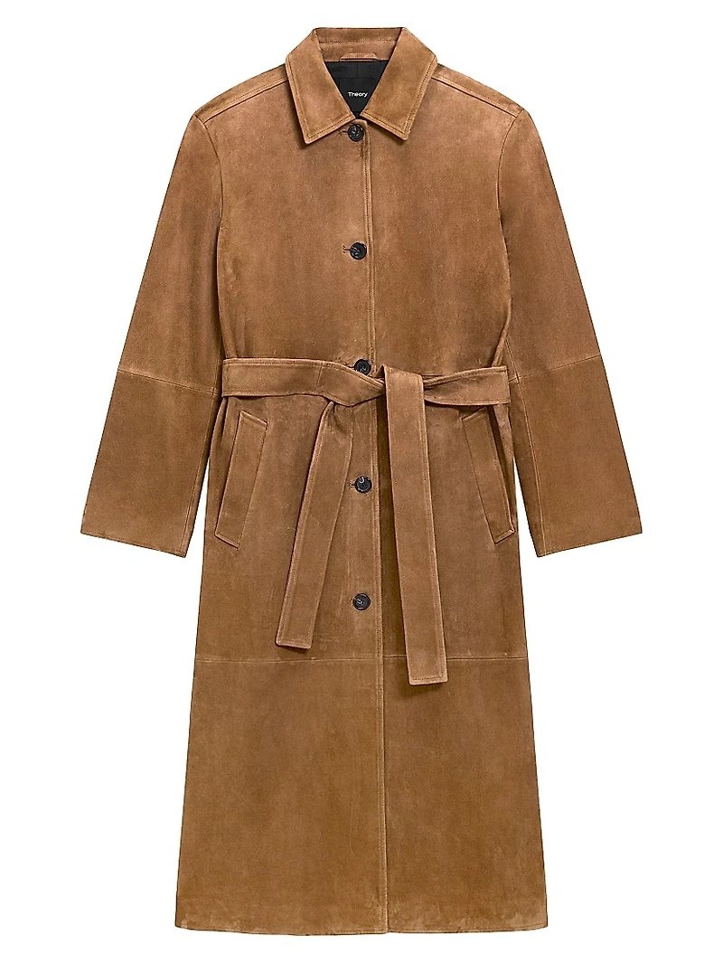 Long Leather Single-Breasted Coat