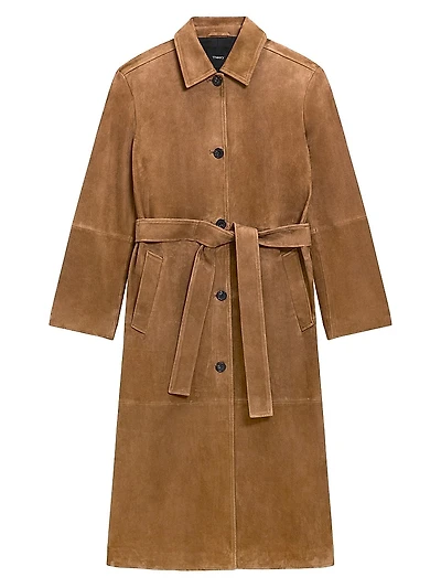 Long Leather Single-Breasted Coat
