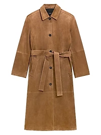 Long Leather Single-Breasted Coat