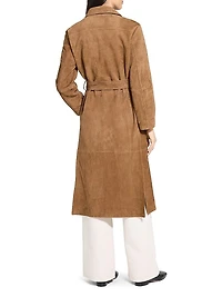 Long Leather Single-Breasted Coat