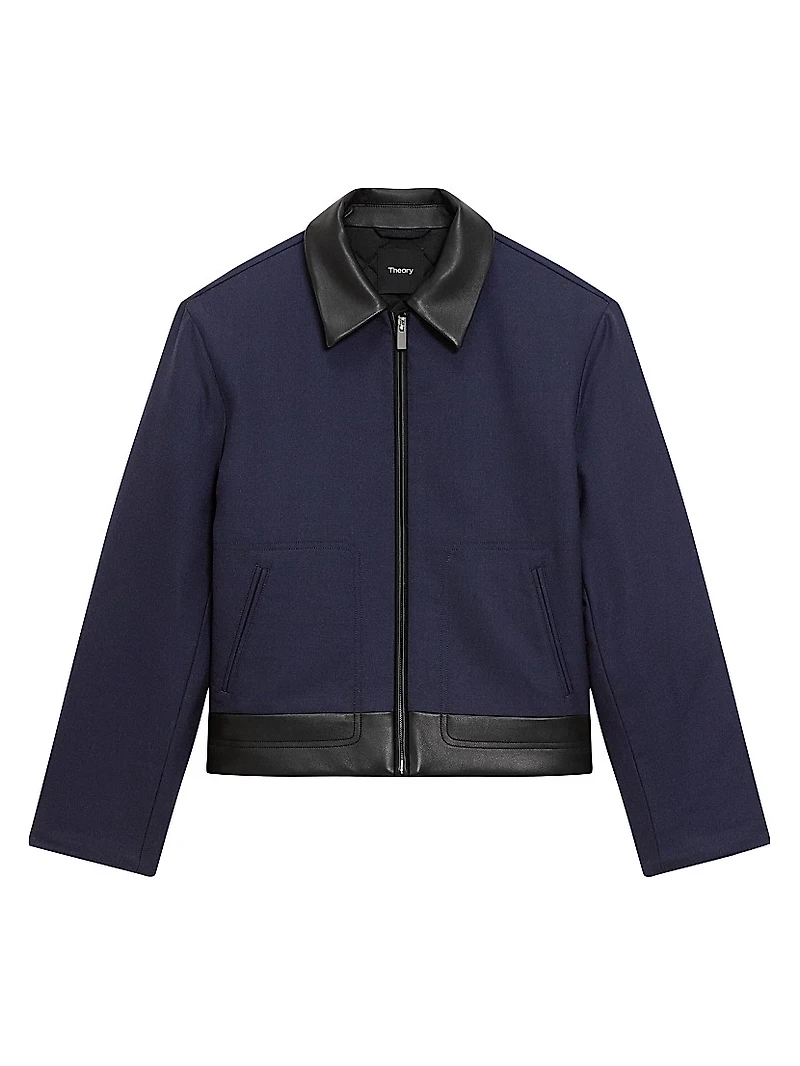 Boxy Zip-Front Wool-Blend Jacket