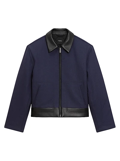 Boxy Zip-Front Wool-Blend Jacket