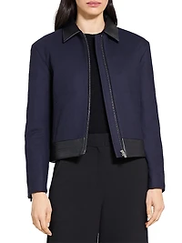 Boxy Zip-Front Wool-Blend Jacket