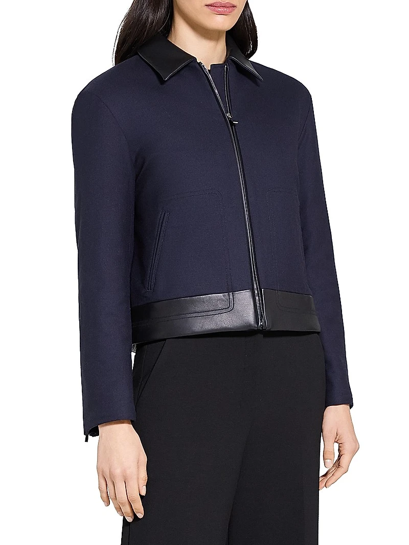 Boxy Zip-Front Wool-Blend Jacket