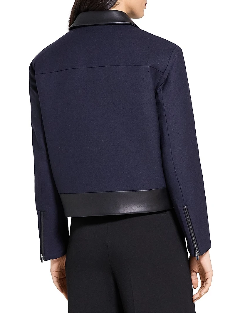 Boxy Zip-Front Wool-Blend Jacket