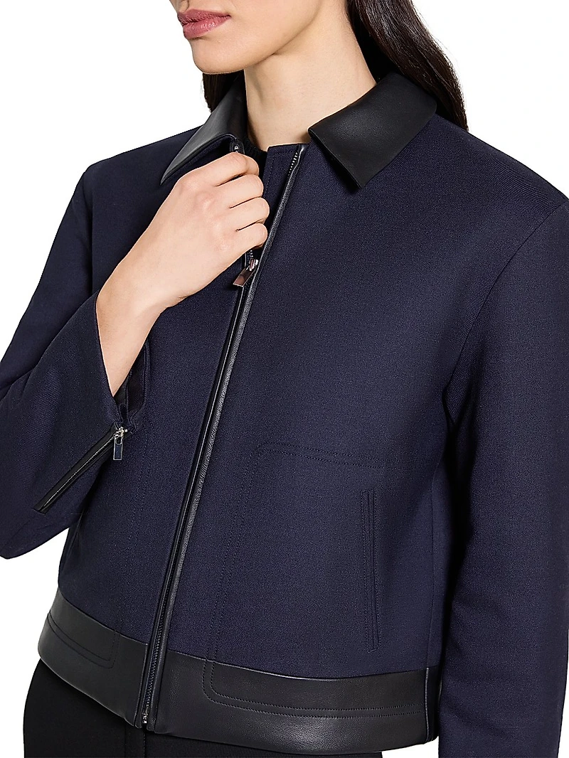 Boxy Zip-Front Wool-Blend Jacket