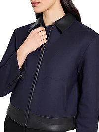 Boxy Zip-Front Wool-Blend Jacket