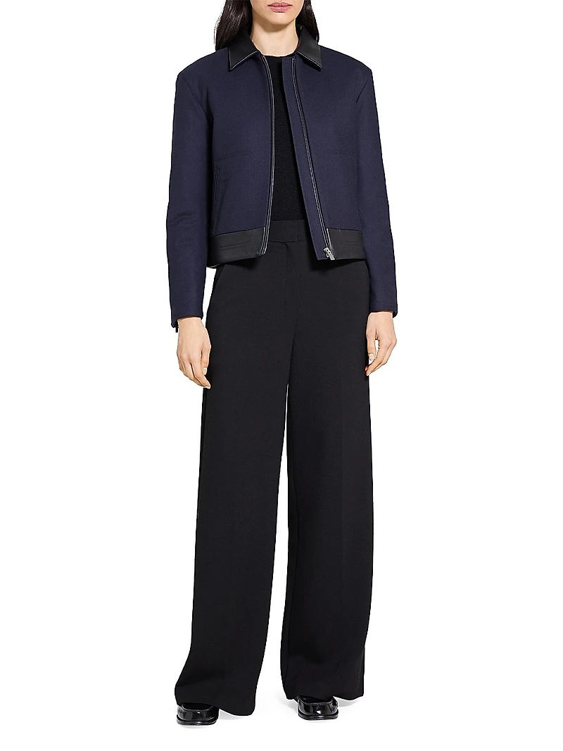 Boxy Zip-Front Wool-Blend Jacket