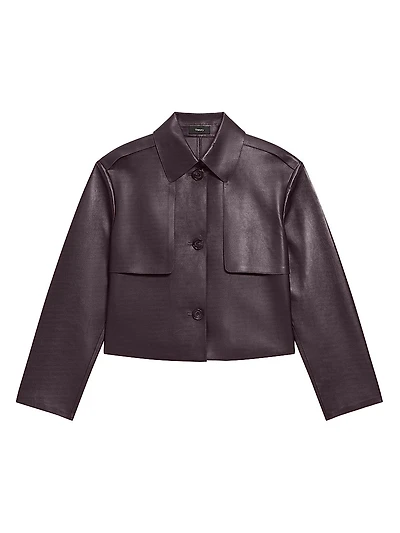 Crop Trench Leather Jacket