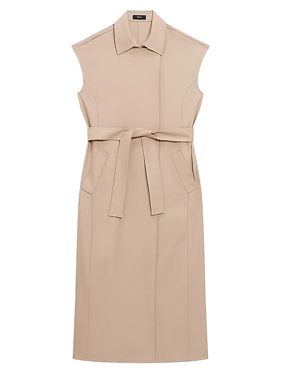Tie-Waist Wool-Blend Midi-Dress