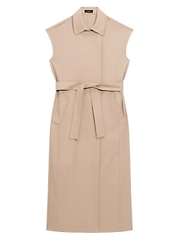 Tie-Waist Wool-Blend Midi-Dress