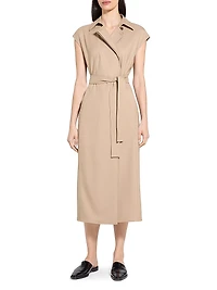 Tie-Waist Wool-Blend Midi-Dress