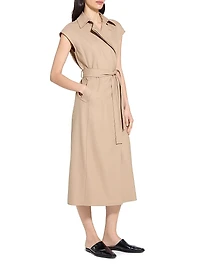 Tie-Waist Wool-Blend Midi-Dress