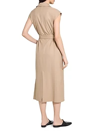 Tie-Waist Wool-Blend Midi-Dress