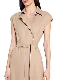 Tie-Waist Wool-Blend Midi-Dress