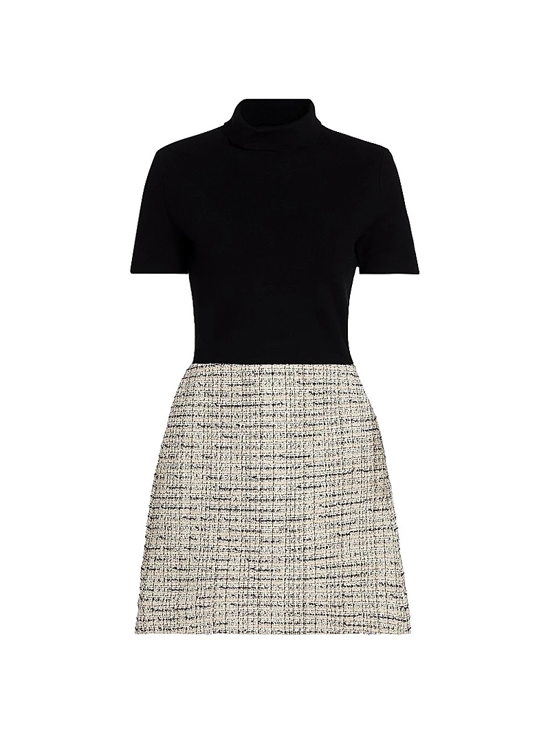 Mixed-Media Turtleneck Minidress
