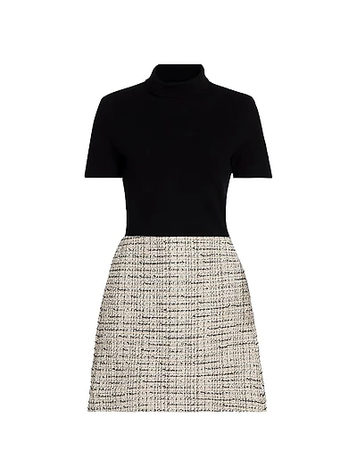 Mixed-Media Turtleneck Minidress