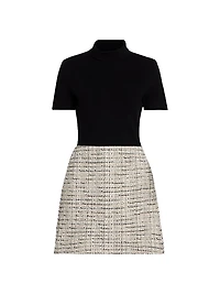 Mixed-Media Turtleneck Minidress