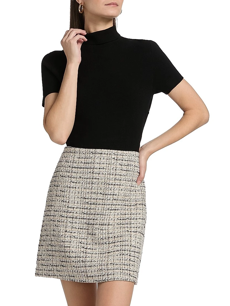Mixed-Media Turtleneck Minidress