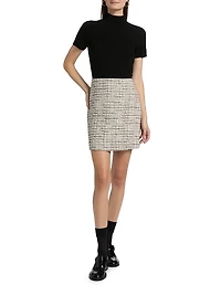 Mixed-Media Turtleneck Minidress