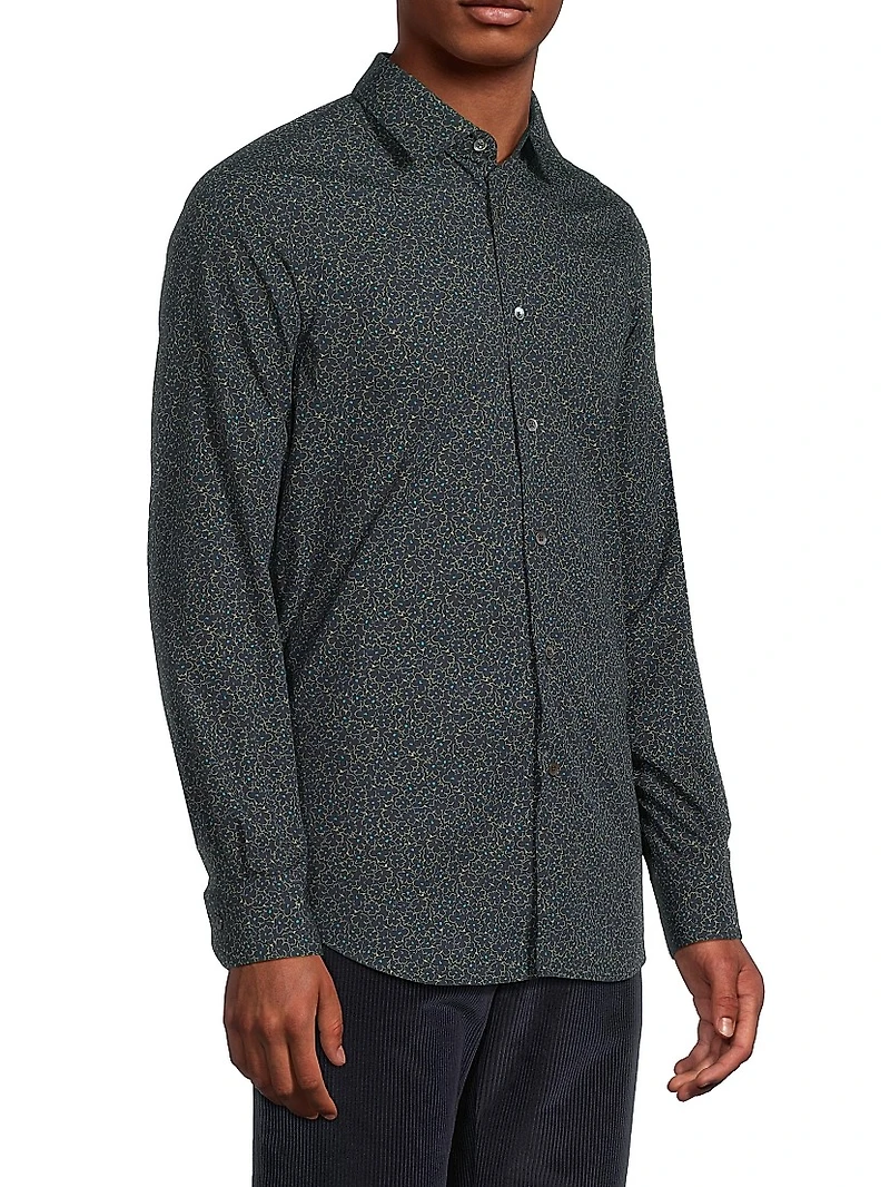 Floral Cotton Tailored Button-Front Shirt