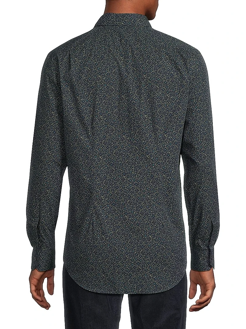 Floral Cotton Tailored Button-Front Shirt