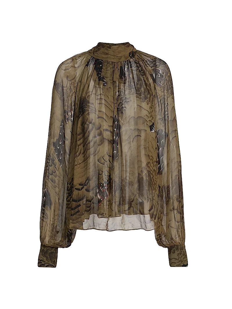 Zenia Floral Chiffon Tieneck Blouse